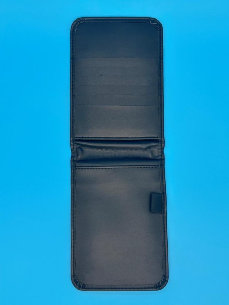 Etui pour bloc-note en vinyle noir 5'' par 7'' 6 compartiments cartes