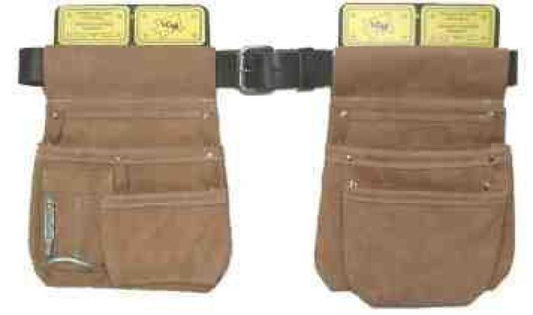 Sac à clou en cuir suède 4 poches amovible