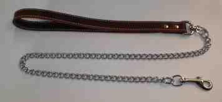 42" Chain Leash with 3/4" Leather handle