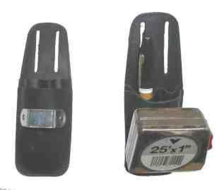 Étui à crayons, couteau et ruban à mesurer