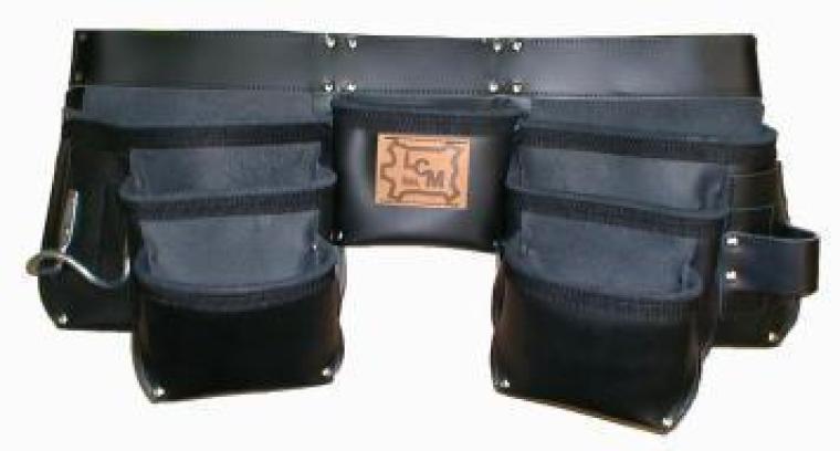 Sac à clous, 7 poches, ceinture en cuir noir