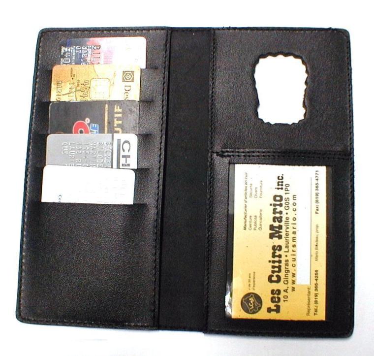Porte-monnaie en cuir pour cartes,photo,insigne et dollars